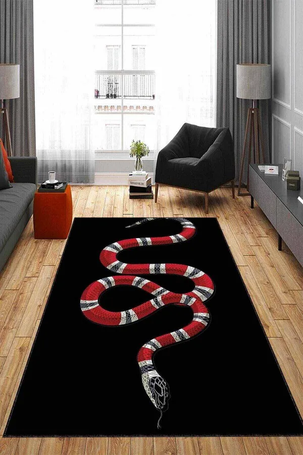 Yıkanan Mutfak Halıları Siyah Kaymaz Taban Yıkanan Gucci Desen Mutfak Halısı AR1168