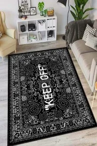Siyah Kaymaz Taban Yıkanabilir Keep Off Mutfak Halısı AR1171