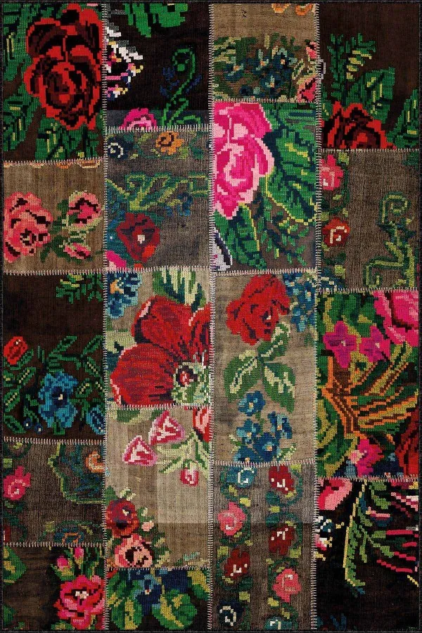 100X300 Mutfak Halıları Renkli Kaymaz Tabanlı Yıkanır Patchwork Mutfak Halısı AR1250