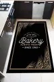 Mutfak Yazılı Halı Siyah Kaymaz Tabanlı Yazılı Bakery Mutfak Halısı AR1274