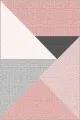 Pembe Mutfak Halısı Modelleri Pembe Kaymaz Tabanlı Geometrik Desenli Mutfak Halısı AR1322