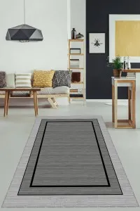 Koyu Gri Kaymaz Tabanlı Çerçeveli Mutfak Halısı AR1426 Koyu Gri Kaymaz Tabanlı Çerçeveli Mutfak Halısı AR1426