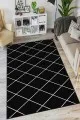 Siyah Mutfak Halı Modelleri Siyah Kaymaz Tabanlı Modern Mutfak Halısı AR1474