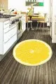 Limonlu Mutfak Halısı Sarı Kaymaz Tabanlı Limonlu Yuvarlak Mutfak Halısı AR204