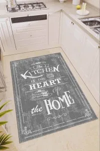 Gri Kaymaz Taban Yıkanan Kitchen Yazılı Mutfak Halısı AR345 Gri Kaymaz Taban Yıkanan Kitchen Yazılı Mutfak Halısı AR345