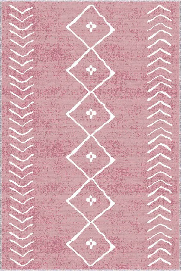 Son Moda Mutfak Halıları Pembe Kaymaz Taban Yıkanabilir Moroccan Mutfak Halısı AR358P