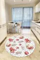 Mutfak Halısı 100X300 Pembe Kaymaz Çaydanlık Desenli Yuvarlak Mutfak Halısı AR438