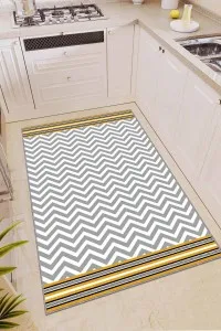 Sarı Kaymaz Tabanlı Yıkanabilir Zigzag Mutfak Halısı AR447 Sarı Kaymaz Tabanlı Yıkanabilir Zigzag Mutfak Halısı AR447