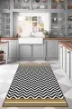 Mutfak Halısı Satın Al Sarı Kaymaz Tabanlı Yıkanabilir Zigzag Mutfak Halısı AR495