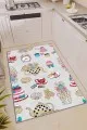 Mutfak Halısı 80X150 Pembe Kaymaz Tabanlı Çaydanlık Desenli Mutfak Halısı AR497