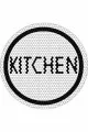 Beyaz Kaymaz Kitchen Yazılı Yuvarlak Mutfak Halısı AR543