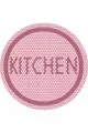 Mutfak Halısı 4 Metre Pembe Kaymaz Kitchen Yazılı Yuvarlak Mutfak Halısı AR548