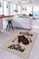 My Kitchen My Rules Halı Bej Kaymaz Tabanlı My Kitchen My Rules Mutfak Halısı AR810