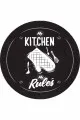 80X200 Mutfak Halıları Siyah Kaymaz My Kitchen My Rules Daire Mutfak Halısı AR848
