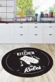 80X200 Mutfak Halıları Siyah Kaymaz My Kitchen My Rules Daire Mutfak Halısı AR848