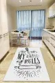 Mutfak Halısı Siyah Beyaz Beyaz Kaymaz Tabanlı My Kitchen My Rules Mutfak Halısı AR853