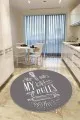 160X230 Mutfak Halısı Gri Kaymaz My Kitchen My Rules Yuvarlak Mutfak Halısı AR855