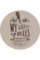 Mutfak İçin Yuvarlak Halı Bej Kaymaz My Kitchen My Rules Yuvarlak Mutfak Halısı AR856
