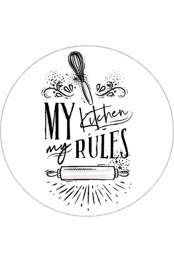 Beyaz Kaymaz My Kitchen My Rules Daire Mutfak Halısı AR857