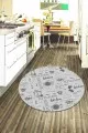 120X180 Mutfak Halısı Gri Kaymaz Çaydanlık Desenli Yuvarlak Mutfak Halısı AR892