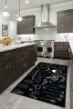 Mutfak Kaymaz Halı Modelleri Siyah Kaymaz Taban Yıkanan Kitchen Yazılı Mutfak Halısı MT09