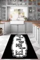 Mutfak Halıları 100X200 Siyah Kaymaz Taban Yıkanan Kitchen Yazılı Mutfak Halısı MT11