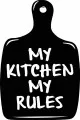 Mutfak Halıları 100X300 Siyah Lazer Kesim My Kitchen My Rules Mutfak Halısı MT21