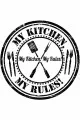 Beyaz Kaymaz My Kitchen My Rules Yuvarlak Mutfak Halısı MT22