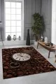 Mutfak Oval Halı Modelleri Kahverengi Kaymaz Tabanlı Coffee Temalı Mutfak Halısı MT31