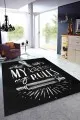 Siyah Kaymaz Tabanlı My Kitchen My Rules Mutfak Halısı MT41