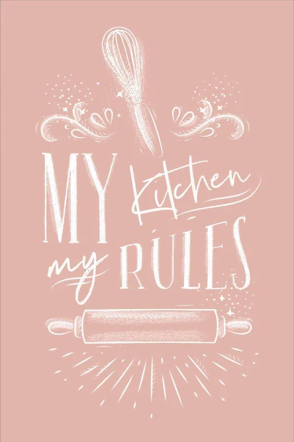Rugviva Mutfak Halısı Pembe Kaymaz Tabanlı My Kitchen My Rules Mutfak Halısı MT47