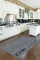 Kitchen Yazılı Yolluk Antrasit Kaymaz Tabanlı Kitchen Yazılı Mutfak Halısı Yolluk VH088