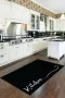 Siyah Kaymaz Tabanlı Kitchen Yazılı Mutfak Halısı Yolluk VH089