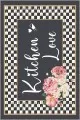 Kitchen Yazan Mutfak Halısı Antrasit Kaymaz Tabanlı Kitchen Love Mutfak Halısı VH092