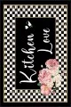 Kitchen Yazılı Yolluk Siyah Kaymaz Tabanlı Kitchen Love Mutfak Halısı Yolluk VH093