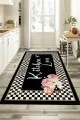 Kitchen Yazılı Yolluk Siyah Kaymaz Tabanlı Kitchen Love Mutfak Halısı Yolluk VH093
