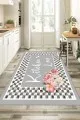 Gri Kaymaz Tabanlı Kitchen Love Mutfak Halısı Yolluk VH094