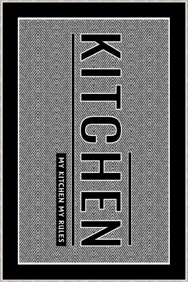 Siyah Kitchen Halı Gri Kaymaz Tabanlı Kitchen Yazan Mutfak Halısı Yolluk VH097