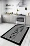 Gri Kaymaz Tabanlı Kitchen Yazan Mutfak Halısı Yolluk VH097