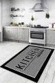 Siyah Kitchen Halı Gri Kaymaz Tabanlı Kitchen Yazan Mutfak Halısı Yolluk VH097