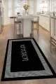 Siyah Mutfak Halısı Siyah Kaymaz Taban Kitchen Yazan Mutfak Halısı Yolluk VH104