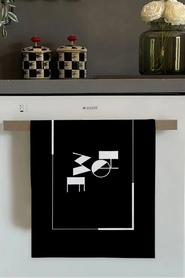 Mutfak Havlusu Fiyat Siyah Home Yazılı Fırın Mutfak Havlusu 30x50cm