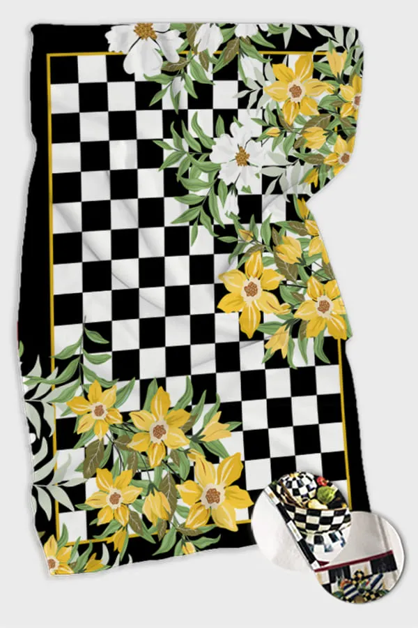 Sarı Mutfak Havlusu Sarı Çiçekli Fırın Mutfak Havlusu 30x50cm
