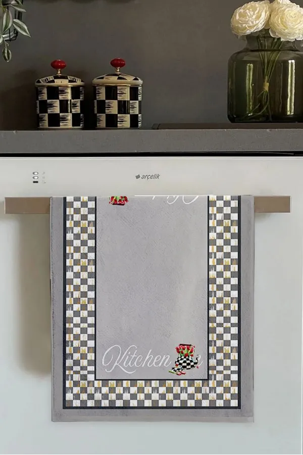 Gri Mutfak Fırın Havlusu Gri Sepetli Fırın Mutfak Havlusu 30x50cm