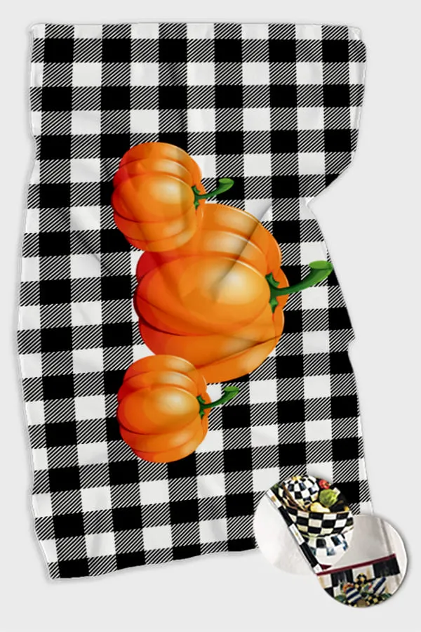 Turuncu Mutfak Havlusu Turuncu Bal Kabağı Desenli Fırın Mutfak Havlusu 30x50cm