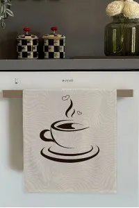 Bej Fincan Desenli Fırın Mutfak Havlusu 30x50cm Bej Fincan Desenli Fırın Mutfak Havlusu 30x50cm