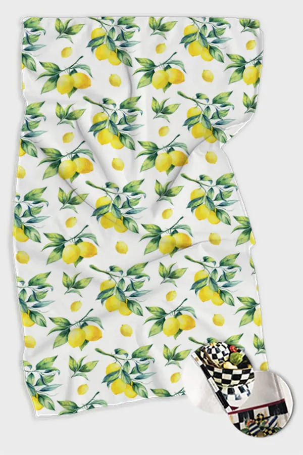 En Uygun Mutfak Havlusu Sarı Limon Desenli Fırın Mutfak Havlusu 30x50cm