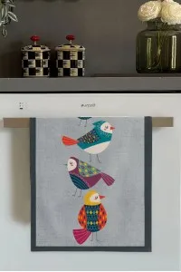 Gri Papağan Desenli Fırın Mutfak Havlusu 30x50cm