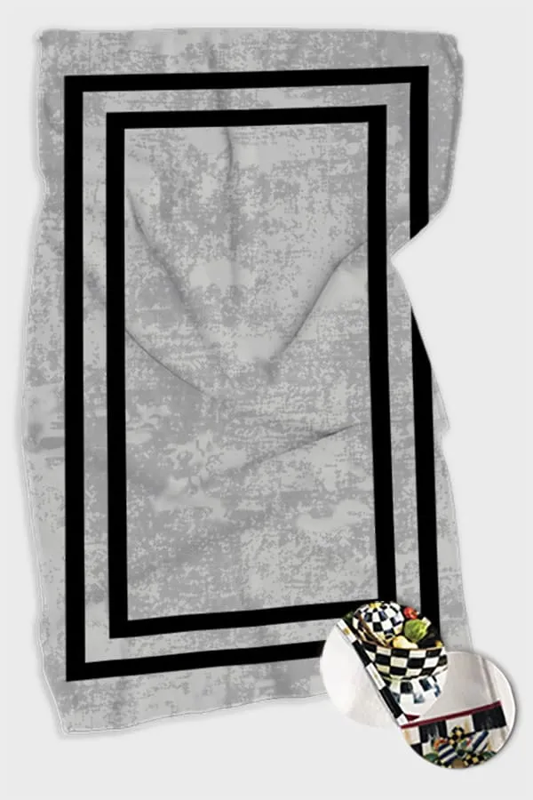 Mutfak Havlusu Modelleri Gri Çerçeveli Fırın Mutfak Havlusu 30x50cm