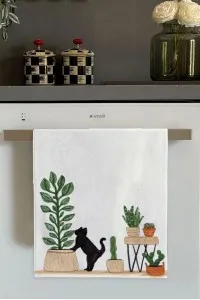 Beyaz Kedili Fırın Mutfak Havlusu 30x50cm Beyaz Kedili Fırın Mutfak Havlusu 30x50cm